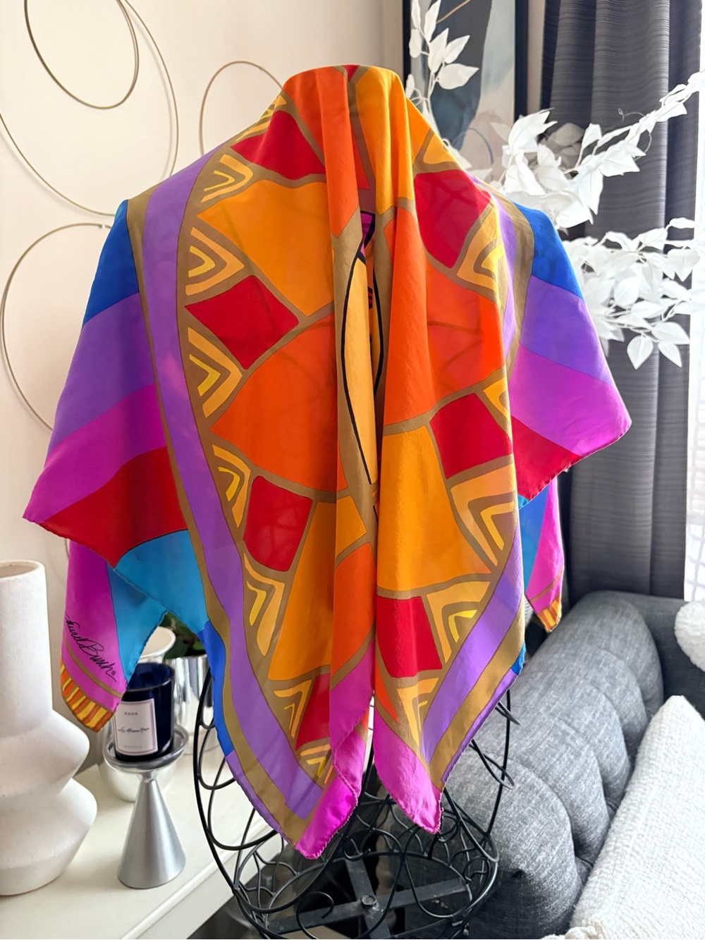 VTG Laurel Burch Colorful Silk Scarf 32āx 30ā
